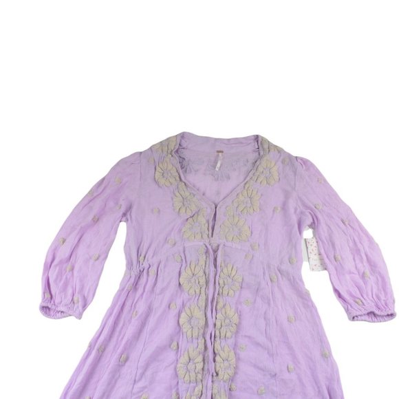 Free People Embroidered V-Neck Lilac Maxi Dress X-Small - Picture 4 of 7